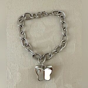 Cute Silver Butterfly Bracelet With Clip
